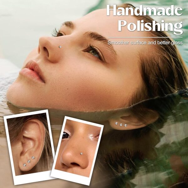 THUNARAZ Straight L Shaped Stainless Steel Nose Studs Rings Piercing Pin Body Jewelry 20G-22G 1.5mm 2mm 2.5mm - Image 3