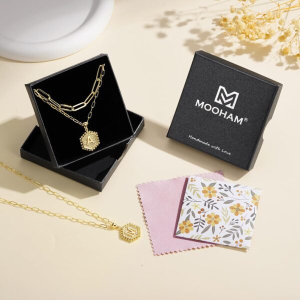 M MOOHAM Dainty Gold Necklace for Women - 14K Solid Gold Over Layering Necklaces for Women Cute Hexagon Letter Initial Necklaces for Women Gold Layered Necklaces for Women Jewelry Gifts - Image 9