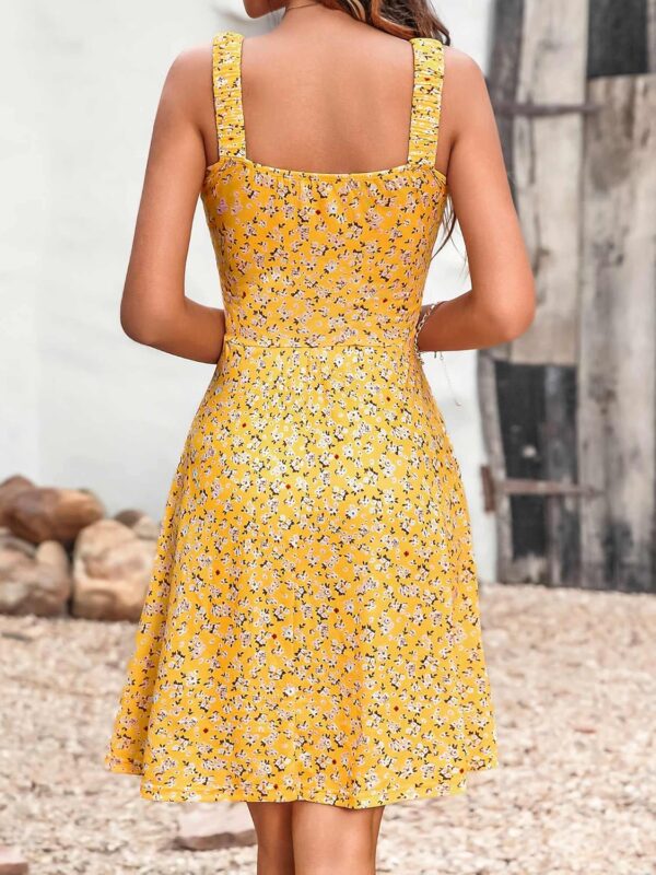 HUHOT Women's Summer Casual Square Neck Dress with Pocket Cute Sleeveless High Waist A-line Sundress Midi Dresses - Image 4