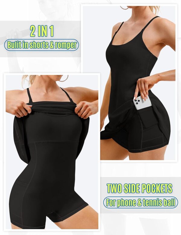 Womens Tennis Dress, Athletic Dress with Built-in Bra & Shorts Pockets Summer Dresses for Women Golf Outfits for Workout - Image 4