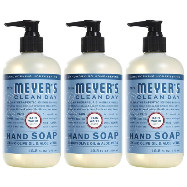 MRS. MEYER'S CLEAN DAY Hand Soap, Made with Essential Oils, Biodegradable Formula, Rain Water, 12.5 fl. oz - Pack of 3 - Image 2