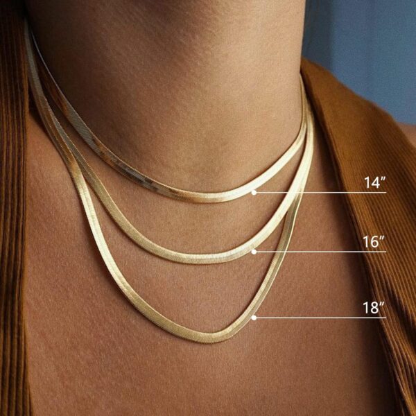 DEARMAY 14K Gold Necklaces for Women, Dainty Gold Herringbone Choker Necklace for Women Thin Layered Chunky Snake Chain Necklaces Jewelry for Teen Gifts - Image 9