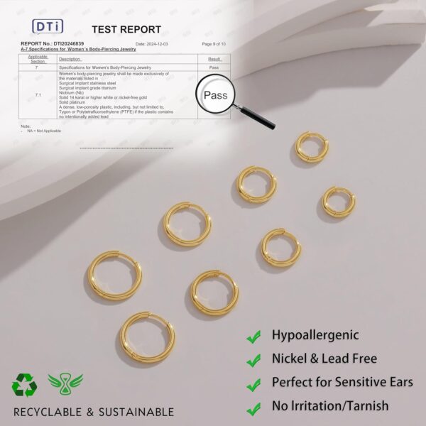 Small Gold Huggie Hoop Earrings Set for Women 14K Real Gold Plated Hypoallergenic Lightweight Earrings for Sensitive Ears Everyday Earrings Sets for Multiple Piercing Cartilage Hoop Earrings Stack Jewelry - Image 7