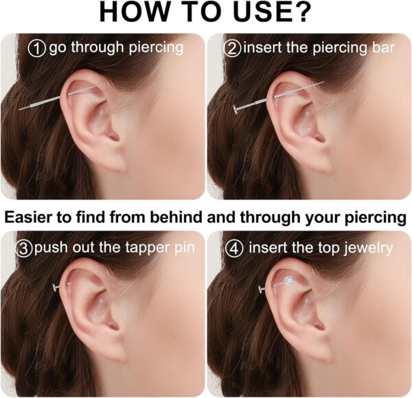 20G Flat Back Earrings Stud G23 Titanium Threadless Tragus Labret Cartilage Lip Medusa Conch Body Piercing Jewelry Hypoallergenic for Women Men - Image 4