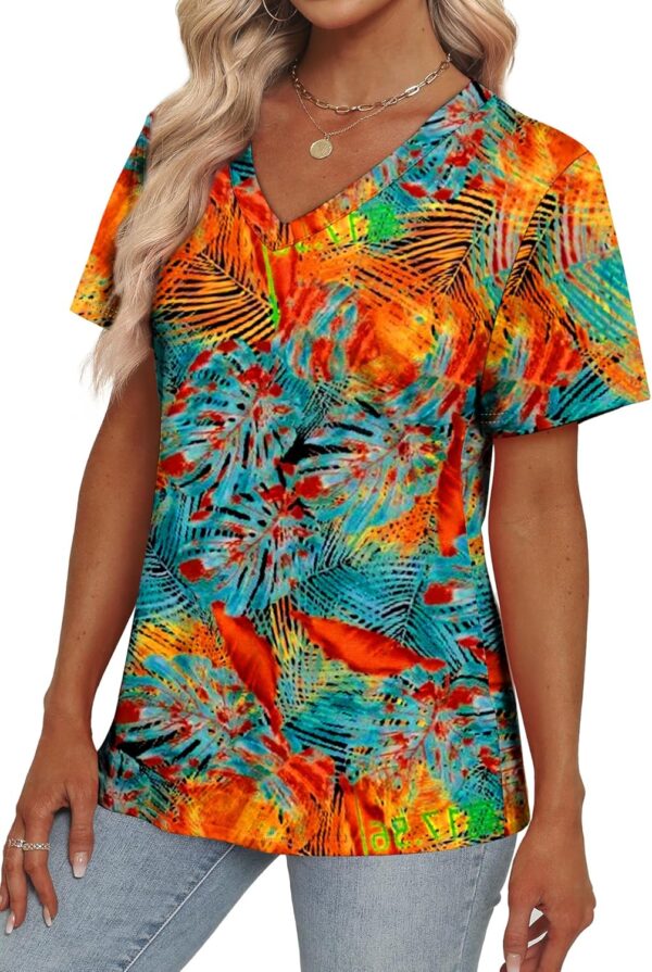 Alaroo Womens Summer Tops 2025 V Neck Short Sleeve Shirts Trendy Dressy Casual Vacation Outfits Printed - Image 4