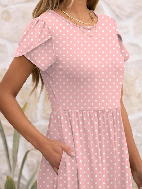 ANRABESS Women's Summer Short Sleeve A-Line Midi Dresses Casual Floral T-Shirt Dresses Flowy Beach Sundress with Pockets - Image 5
