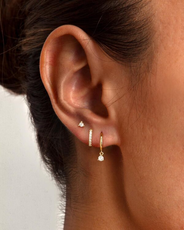 3 Pairs Gold Hoop Earrings Set: Dainty Stud Earrings Trendy Small 14K Gold Plated Hypoallergenic Dangle Cartilage Huggie Hoop Earrings for Women Gold Jewelry for Women Gifts - Image 3