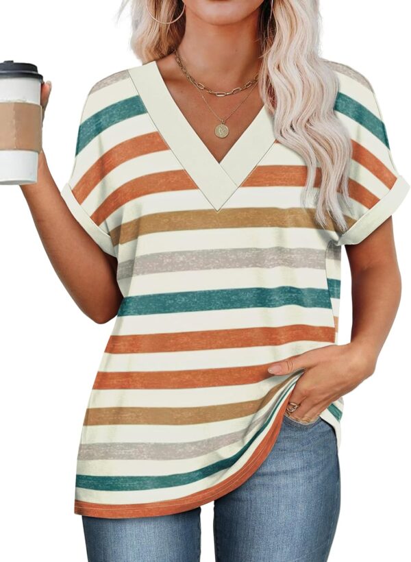 WIHOLL Womens Summer Tops Short Dolman Sleeve Shirts 2025 Fashion V Neck Outfits Clothes - Image 4