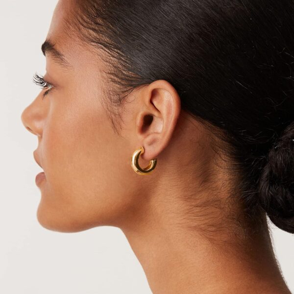 PAVOI 14K Gold Plated Lightweight Chunky Open Hoops for Women | Trendy Gold Hoop Earrings - Image 6