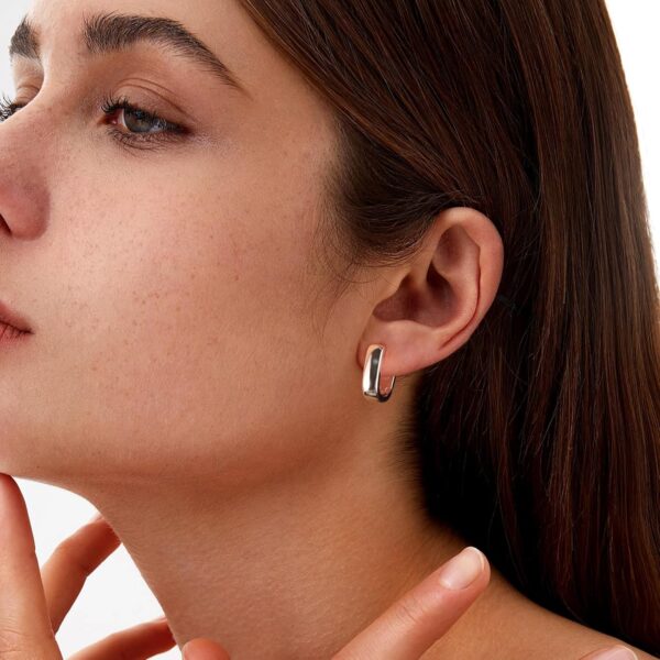 925 Sterling Silver Earrings Small Chunky Silver Earrings for Women Trendy Small Hoop Earrings Silver Hypoallergenic Earrings Small Thick Huggie Hoops Earrings for Jewelry Gifts - Image 5
