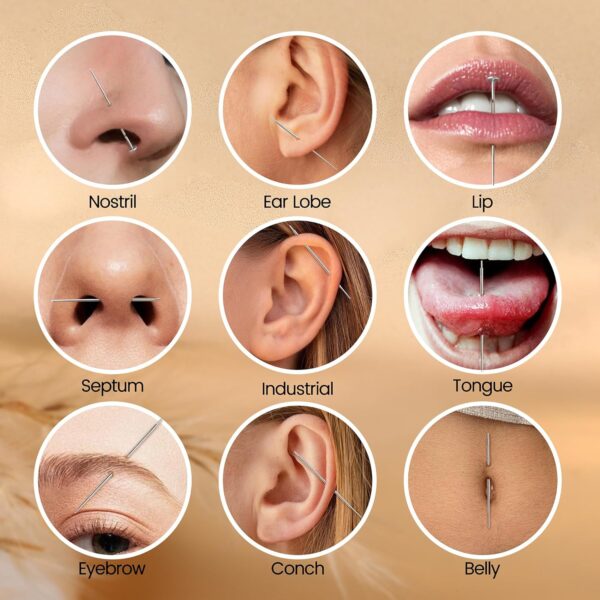 Piercing Taper Ball Grabber Tool for Changing Jewelry - 14G 16G 18G 20G Stainless Steel Flat Back Earrings Applicator Tool Threadless Insertion Pin Thread Body Piercing Kit for Ear Nose Lip - Image 4