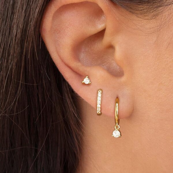 3 Pairs Gold Hoop Earrings Set: Dainty Stud Earrings Trendy Small 14K Gold Plated Hypoallergenic Dangle Cartilage Huggie Hoop Earrings for Women Gold Jewelry for Women Gifts - Image 8