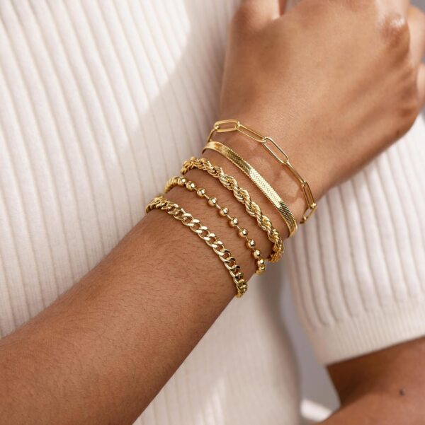 Gold Bracelets for Women,Dainty Bracelets Set for Women Trendy, Gold Bracelets Stack With Beaded, Cuban, Paperclip, Heart, Snake, Rope, Pearl, Cross, Hand Chain, Silver Jewelry Gifts for Women - Image 9