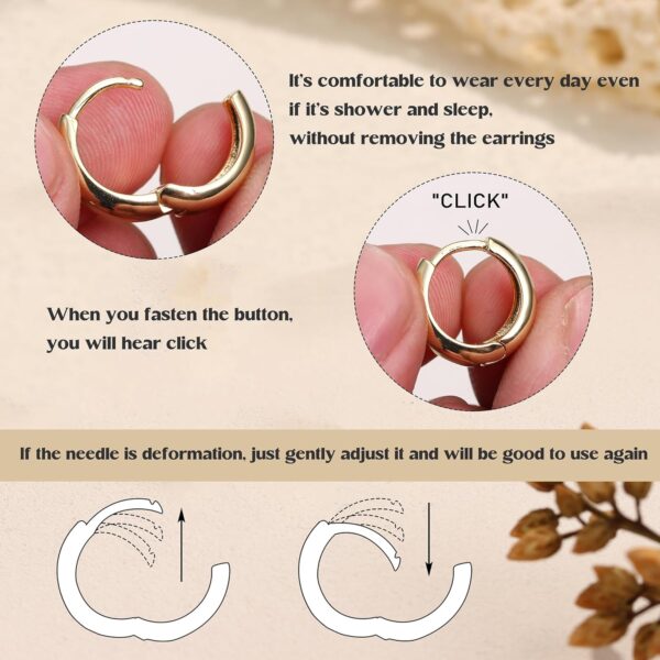 BESTEEL 3Pairs Gold Hoop Earrings Set for Women Chunky Gold Silver Earring 14K Gold Filled Hypoallergenic Small Huggie Hoops Lightweight Tiny Thick Trendy Hoop Earrings Stacks for Multiple Piercing - Image 6
