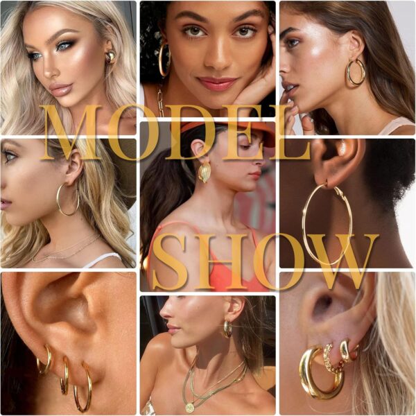 42 Pairs Gold Hoop Earrings Set for Women, Fashion Chunky Pearl Earrings Multipack Twisted Statement Earring Pack, Hypoallergenic Small Big Hoops Earrings for Birthday Party - Image 6