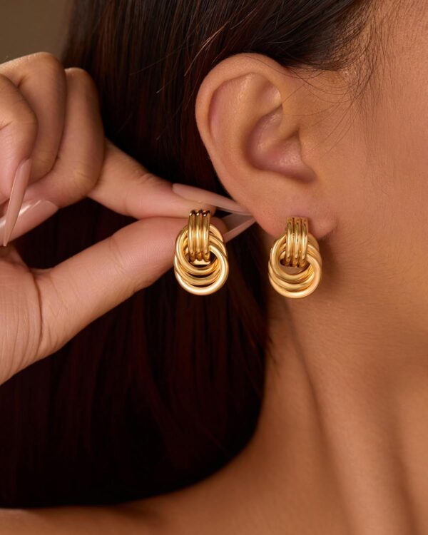 14K Gold Knot Earrings for Women Gold Silver Earrings Heart Link Drop Dangle Earring Chunky Gold Knotted Statement Jewelry - Image 3