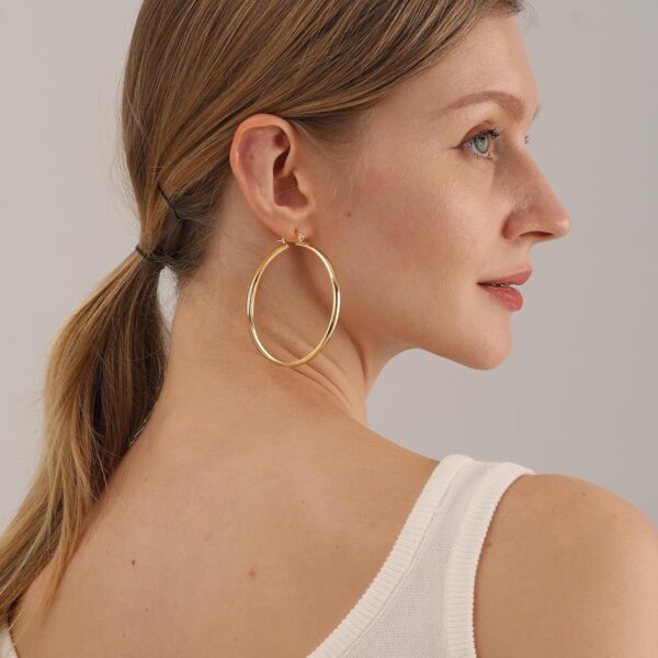 4mm Thick Gold Chunky Earrings Steling Silver Post Hoops Earrings For Women Hollow Tube Hoops Earrings Thick Gold Hoop Earrings Hypoallergenic Lightweight Gold Hoop Large Earrings 20/30/40/50/60MM - Image 9
