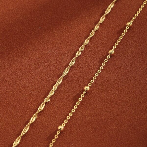 2/3 PCS Gold Anklets for Women Waterproof Cuban Link Anklet Beaded Bracelets Stackable Bracelets 14K Gold Plated Custom Jewelry Gifts Non Tarnish Lightweight - Image 6