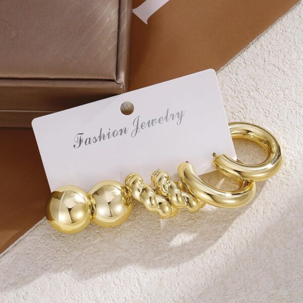 IFKM 24 Pairs Gold Hoop Earrings Set for Women Hypoallergenic Chunky Chain Twisted Open Hoops Dangle Earring Packs for Birthday Party Christmas Fashion Jewelry Gift - Image 10