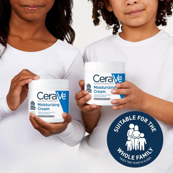 CeraVe Moisturizing Cream, Body and Face Moisturizer for Dry Skin, Body Cream with Hyaluronic Acid and Ceramides, Daily Moisturizer, Oil-Free, Fragrance Free, Non-Comedogenic, 19 Ounce - Image 6