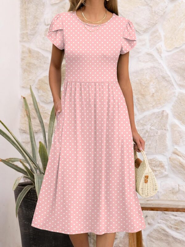 ANRABESS Women's Summer Short Sleeve A-Line Midi Dresses Casual Floral T-Shirt Dresses Flowy Beach Sundress with Pockets - Image 6