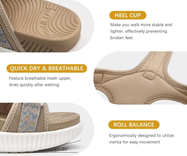 KuaiLu Womens Orthopedic Walking Sandals with Comfortable Arch Support Recovery Sport Relief Plantar Fasciitis Summer Outdoor Hiking Adjustable Strap Platform Cushion Shoes - Image 7