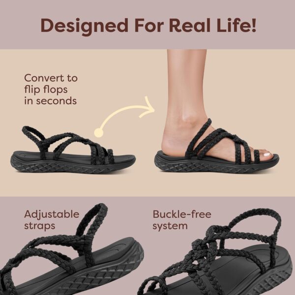 Plaka Explore Walking and Hiking Sandals for Women | Comfortable Summer Sandal with Arch Support | Waterproof Comfy Sandals for Travel, Beach or Poolside - Image 5