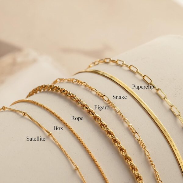 DEARMAY Gold Bracelets for Women Waterproof, 14K Real Gold Jewelry Sets Trendy Thin Dainty Stackable Cuban Link Paperclip Chain Bracelet Pack Fashion Accessories Gifts for Womens - Image 8