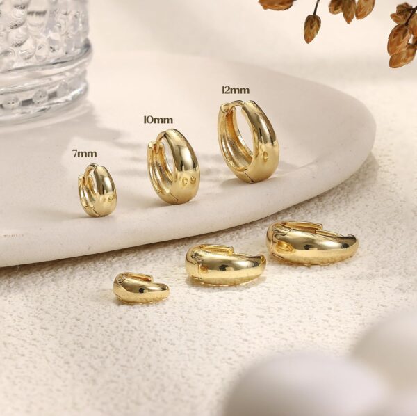 BESTEEL 3Pairs Gold Hoop Earrings Set for Women Chunky Gold Silver Earring 14K Gold Filled Hypoallergenic Small Huggie Hoops Lightweight Tiny Thick Trendy Hoop Earrings Stacks for Multiple Piercing - Image 7