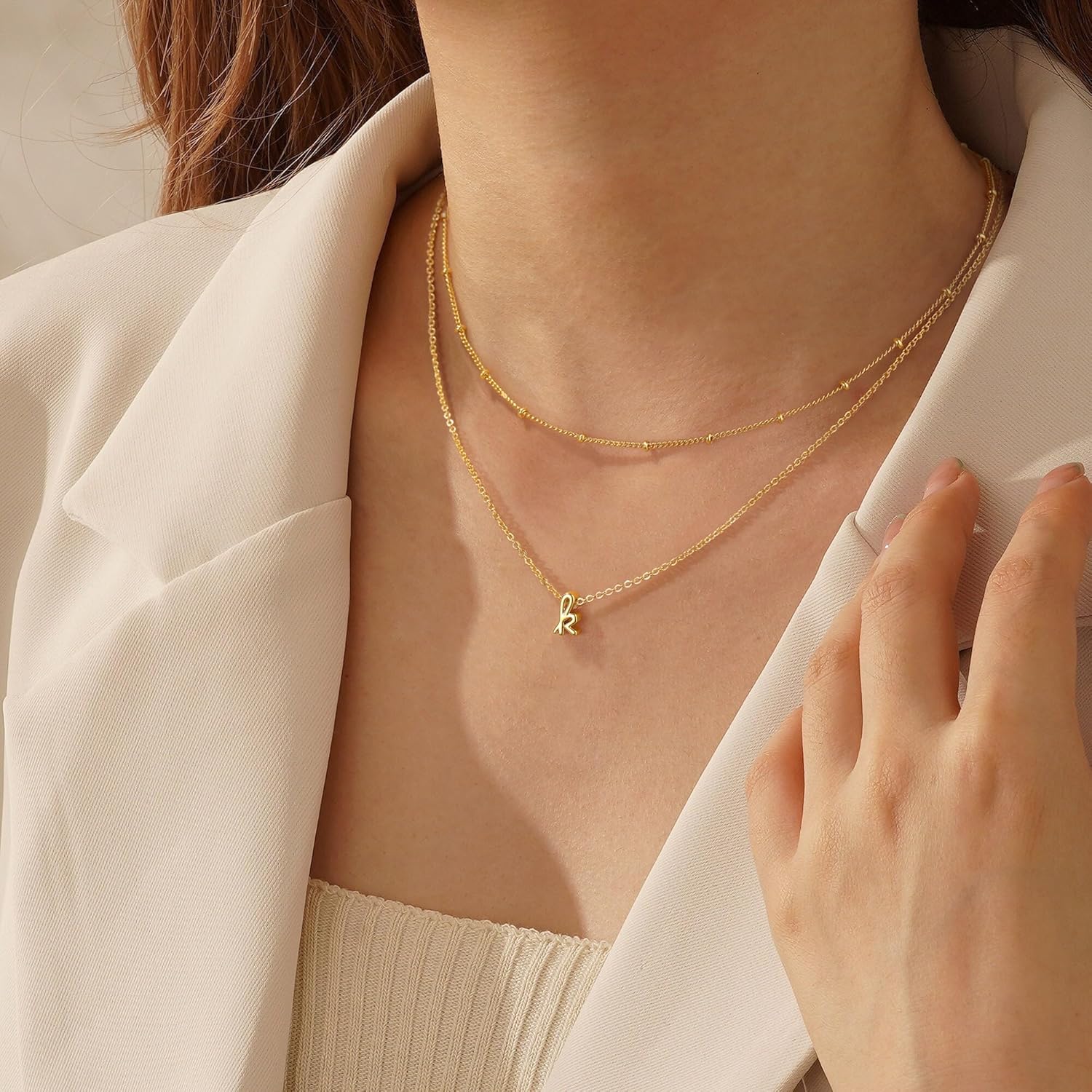 Yoosteel Layered Initial Necklaces for Women Teen Girls Trendy - Dainty Gold/Silver Letter A-Z Stack Initial Necklace Birthday Personalized Gifts for Women Jewelry - Image 4