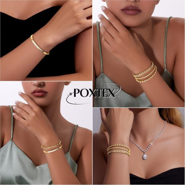 Gold Bracelets for Women,Dainty Bracelets Set for Women Trendy, Gold Bracelets Stack With Beaded, Cuban, Paperclip, Heart, Snake, Rope, Pearl, Cross, Hand Chain, Silver Jewelry Gifts for Women - Image 4