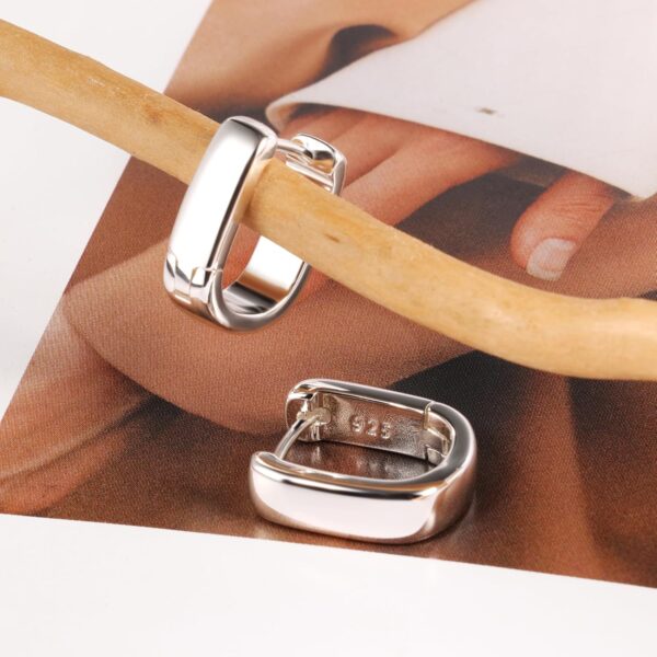 925 Sterling Silver Earrings Small Chunky Silver Earrings for Women Trendy Small Hoop Earrings Silver Hypoallergenic Earrings Small Thick Huggie Hoops Earrings for Jewelry Gifts - Image 7