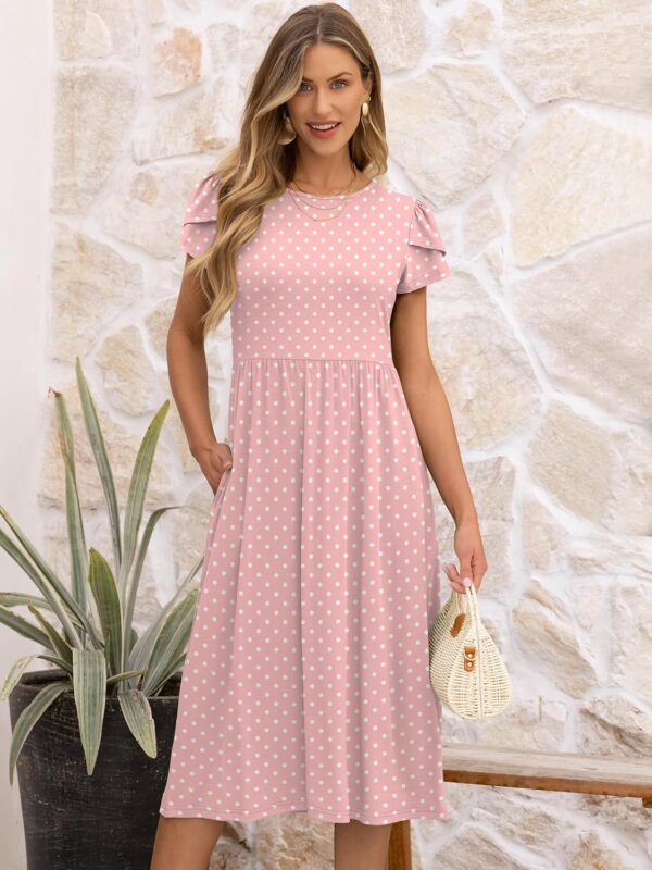 ANRABESS Women's Summer Short Sleeve A-Line Midi Dresses Casual Floral T-Shirt Dresses Flowy Beach Sundress with Pockets - Image 7