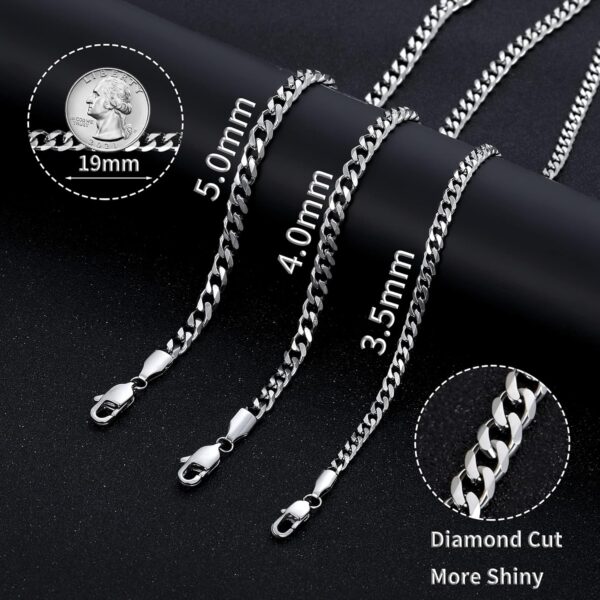 Fiusem 3.5mm Cuban Link Chains for Men, Silver Tone/Black/14K Gold Plated Stainless Steel Necklace Chain, Mens Necklace 16, 18, 20, 22, 24, 26, 28 Inch - Image 7