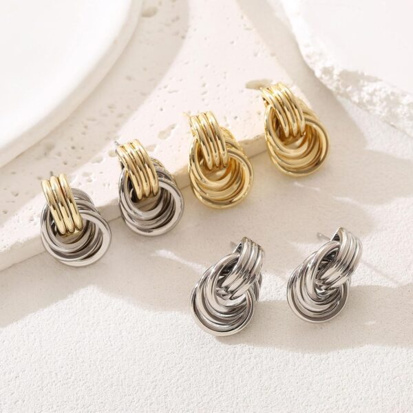 14K Gold Knot Earrings for Women Gold Silver Earrings Heart Link Drop Dangle Earring Chunky Gold Knotted Statement Jewelry - Image 6