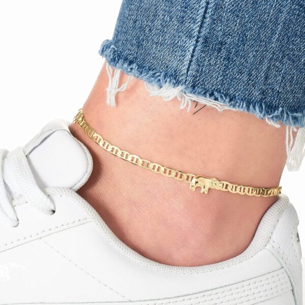 Barzel 18K Gold Plated Flat Marina Elephant Anklet For Women - Made In Brazil - Image 3