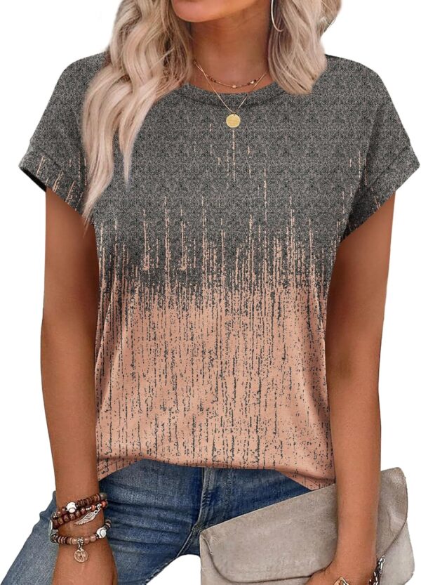 Alaroo Womens Summer Tops Short Sleeve Shirts Crew Neck Cute Trendy Tunic Blouses (S-3XL) - Image 2