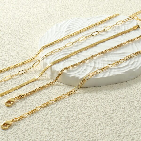 14K Gold/Sterling Silver Plated Anklet Bracelets for Women Waterproof Plus Size Cuban Link Chain Ankle Bracelet for Large Ankle 9-12inch - Image 6