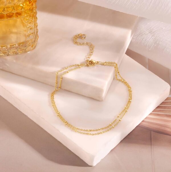 DEARMAY Dainty Layered Gold Ankle Bracelets for Women, Waterproof 14K Gold Plated Link Chain Anklets Non Tarnish Set Pack Summer Beach Jewelry Gift - Image 7