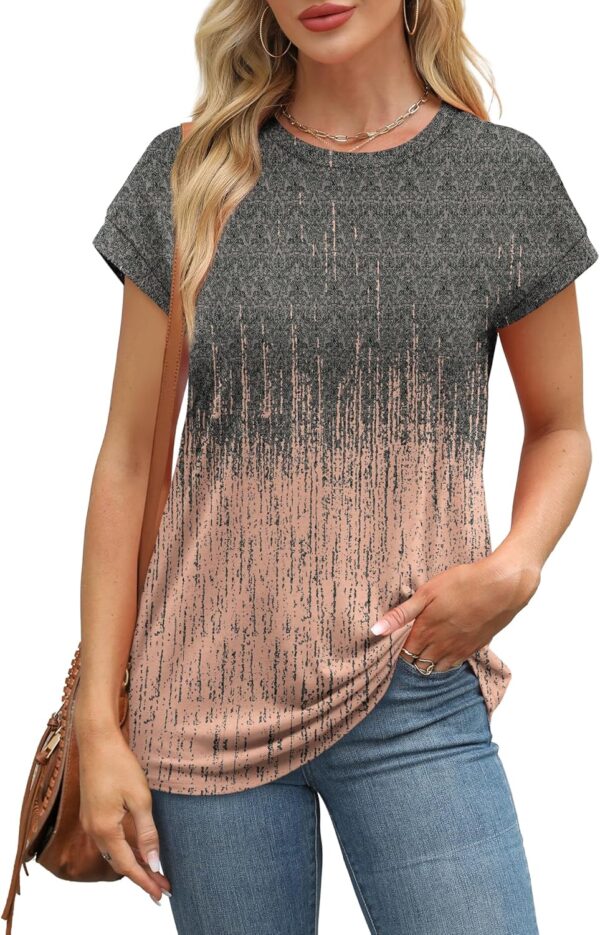 Alaroo Womens Summer Tops Short Sleeve Shirts Crew Neck Cute Trendy Tunic Blouses (S-3XL) - Image 3