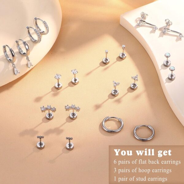 MILACOLATO Hypoallergenic Flat Back Earrings Gold Cartilage Earring Sets for Multiple Piercing 20G Surgical Stainless Steel Earrings for Women Trendy Earring Stacks Small Hoop Flatback Stud Earrings - Image 7