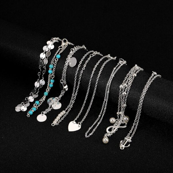 Softones 16Pcs Ankle Bracelets for Women Gold Silver Two Style Chain Beach Anklet Bracelet Jewelry Anklet Set,Adjustable Size - Image 7