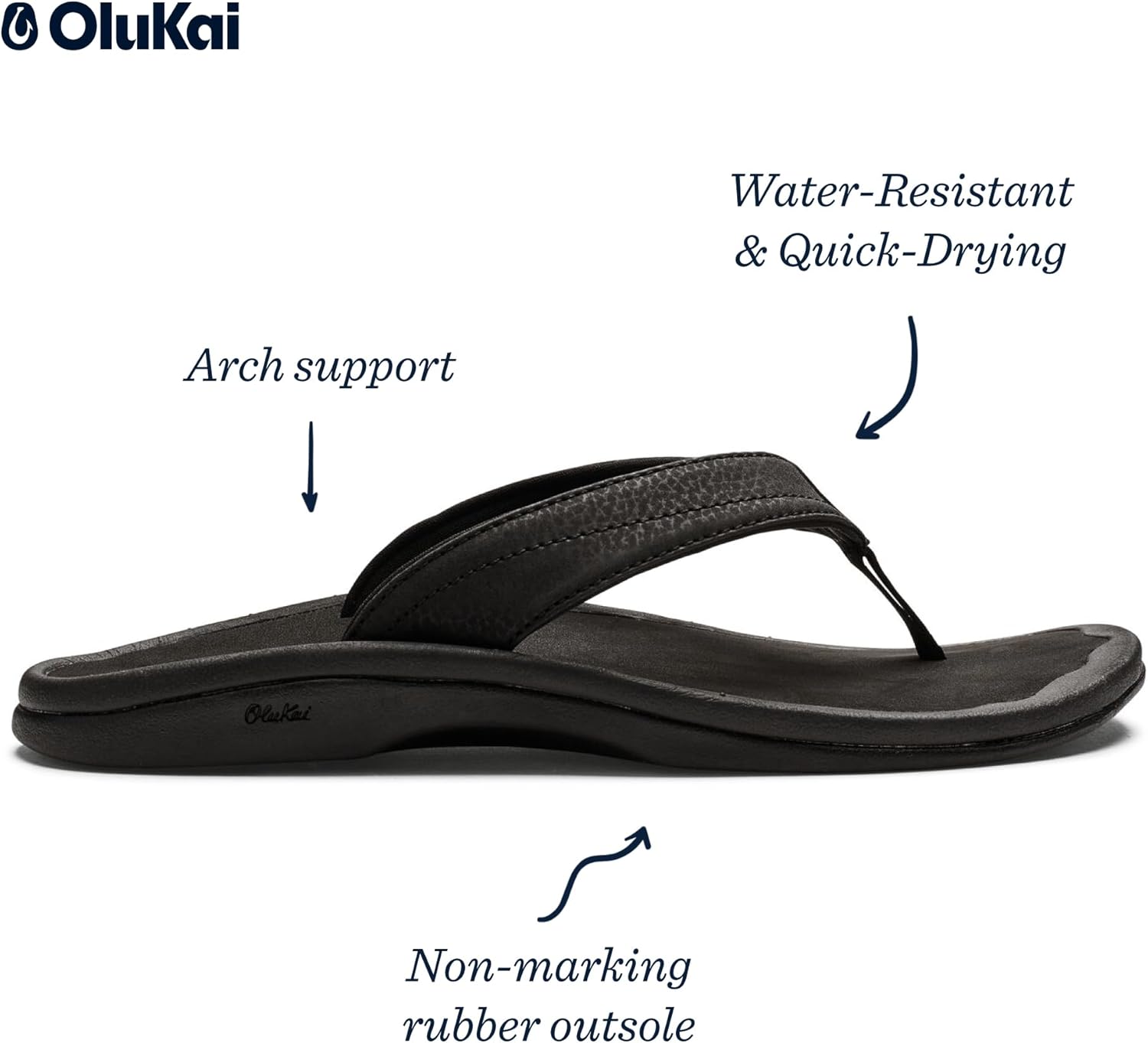 OLUKAI Ohana Women's Beach Sandals, Water Resistant Flip Flops, Arch Support & Comfort Fit, Lightweight & Durable, Enhanced Grip & Traction - Image 5