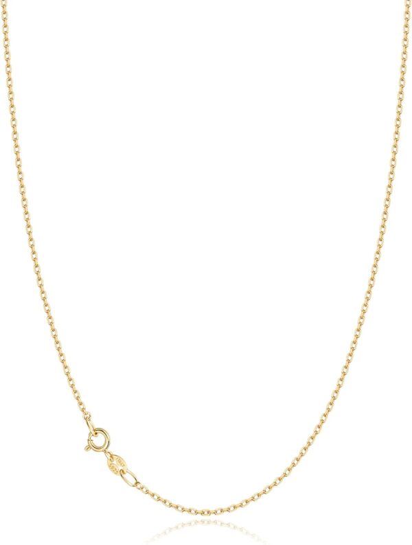Jewlpire Solid 18k Gold Over 925 Sterling Silver Chain Necklace for Women, 1mm Cable Chain Necklace Sturdy & Shiny Women's Chains Necklaces 14 16 17 18 20 22 24 Inch - Image 2