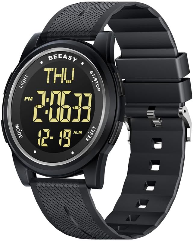 Beeasy Digital Watch Waterproof with Stopwatch Alarm Countdown Dual Time, Ultra-Thin Super Wide-Angle Display Digital Wrist Watches for Men Women - Image 2