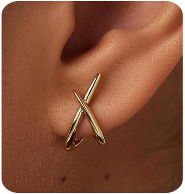 Gold Earrings for Women Trendy,14K Gold Stud Earrings Dainty Earrings Simple Minimalist Gold Earrings Hypoallergenic Earring for Women Gifts - Image 2