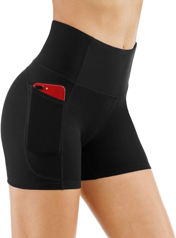 THE GYM PEOPLE Women's High Waist Workout Shorts Breathable Dolphin Split Elastic Lounge Yoga Shorts - Image 2