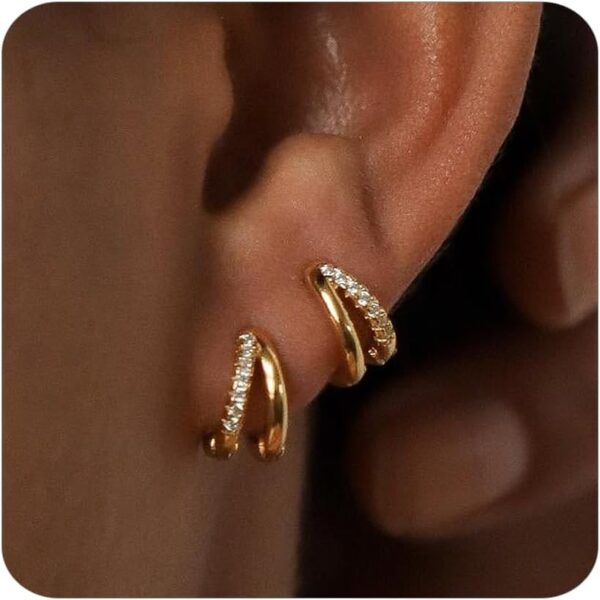 Gold Hoop Earrings for Women,14K Gold Huggie Hoop Earrings for Gift - Image 2