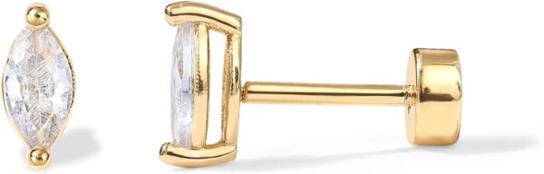 PAVOI 14K Gold Plated Sterling Silver Posts Dainty Mini Multi-Shape Flat Back Stud Earring Pack for Women | Helix Cartilage Piercing Jewelry - Image 2