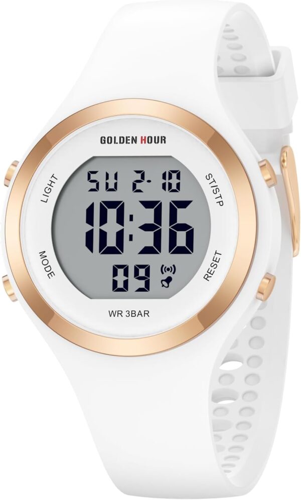 GOLDEN HOUR Waterproof Sport Women's Digital Chronograph Silicone Strap Watch - Image 2